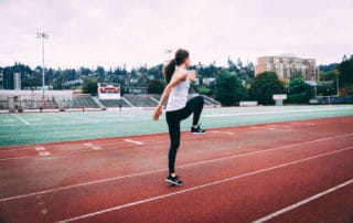 Woman marching on track