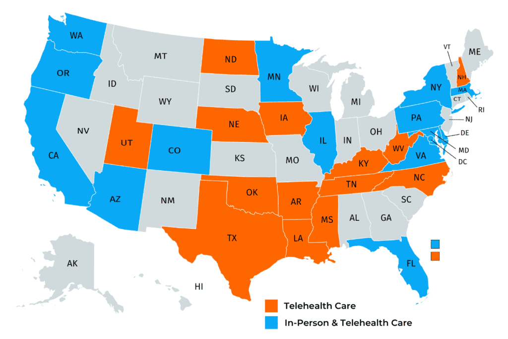 MovementX Physical Therapy Locations Map in the United States