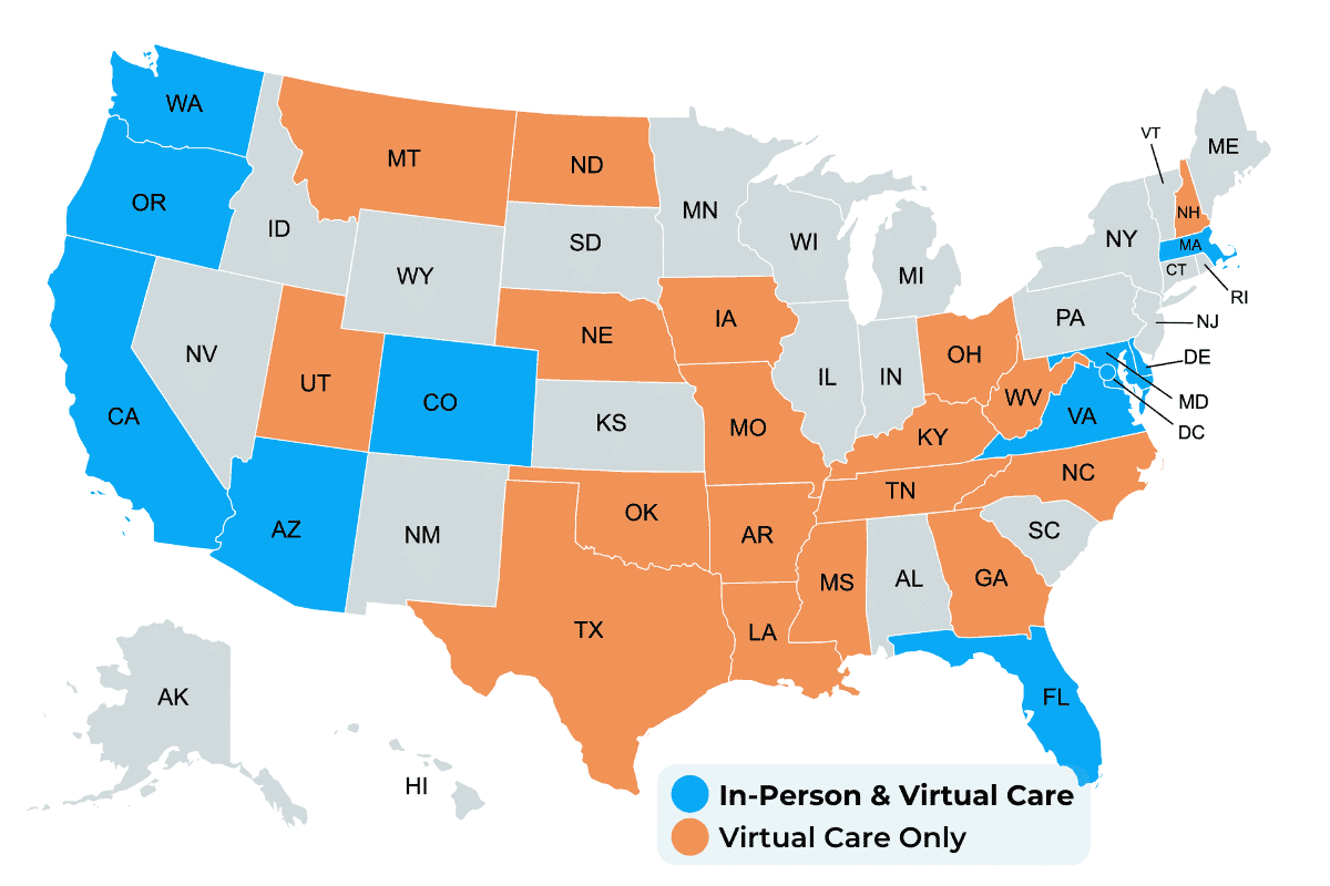 MovementX Physical Therapy Locations Map In Person and Virtual Care United States