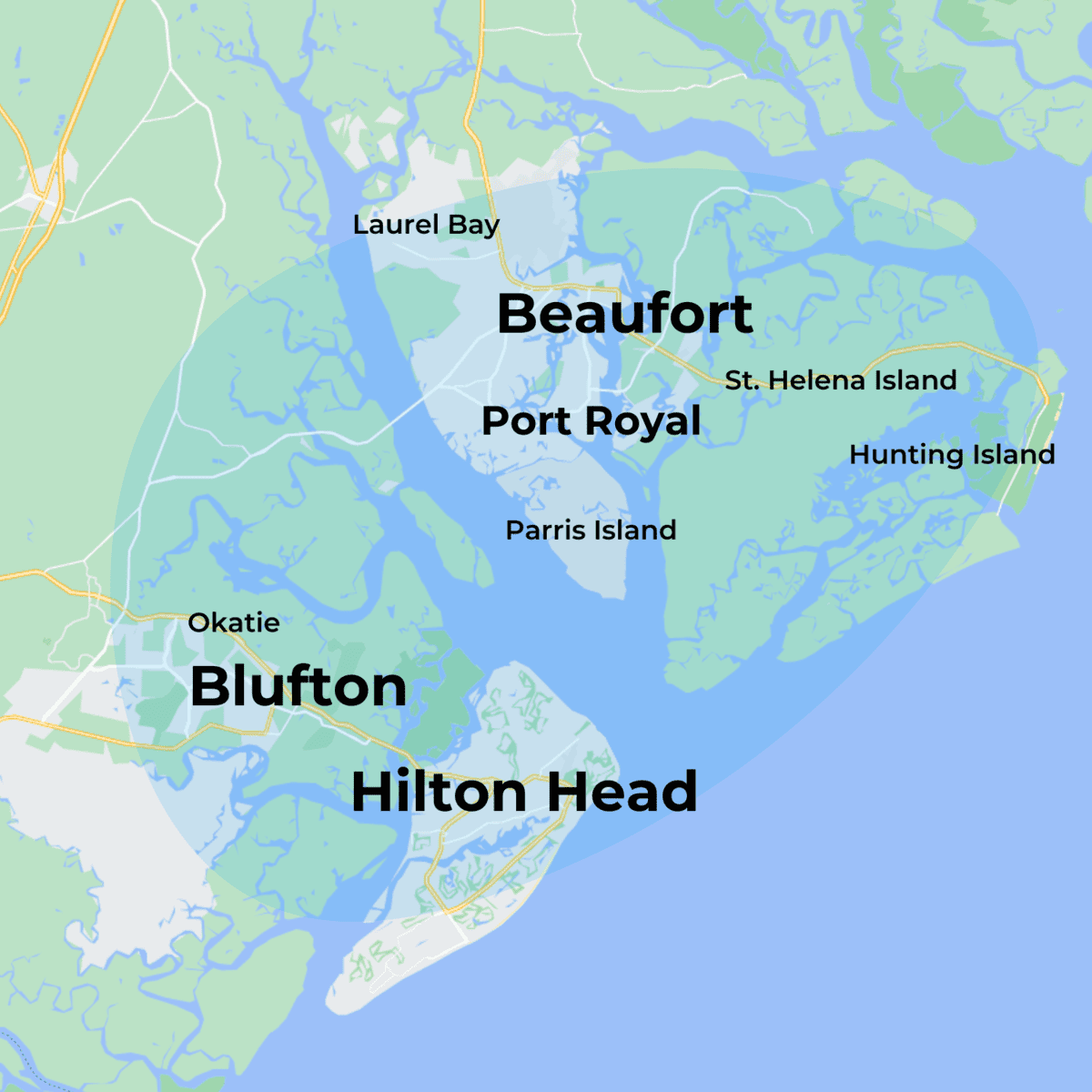 MovementX physical therapy in beaufort south carolina and blufton and hilton head location services coverage map