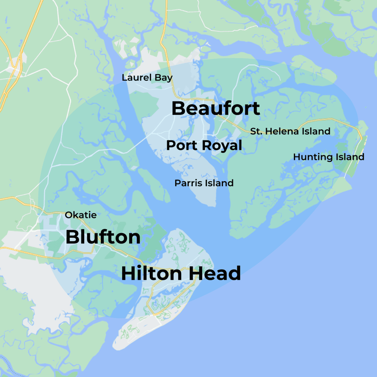 MovementX physical therapy in beaufort and blufton and hilton head south carolina location services coverage map