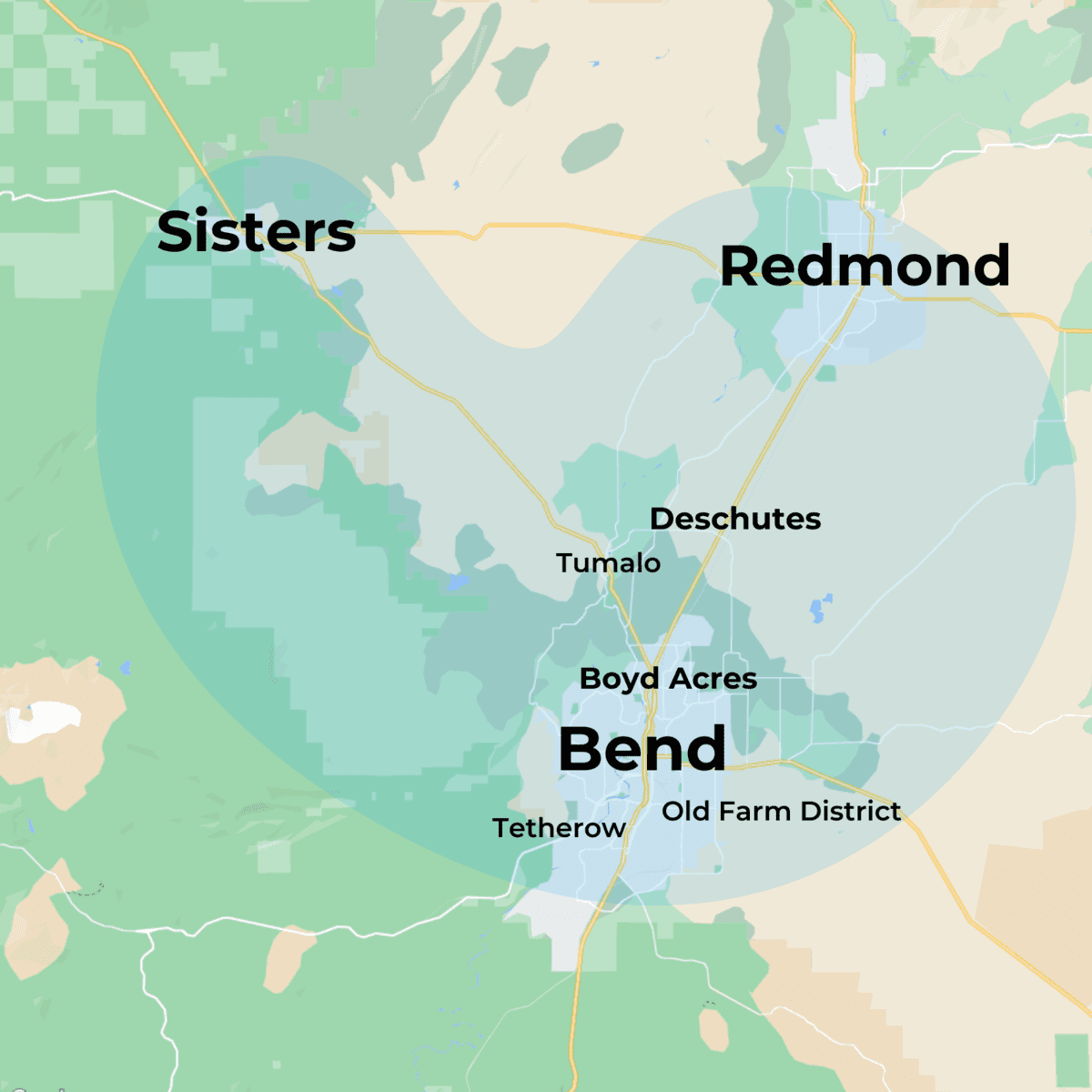 MovementX physical therapy service coverage location map in bend Oregon
