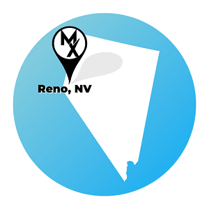 Map of Nevada showing MovementX at home physical therapy in Reno location