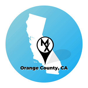Map of California showing MovementX at home physical therapy in Orange County, CA