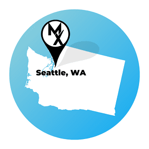 Map of Washington state showing MovementX at home physical therapy in Seattle location
