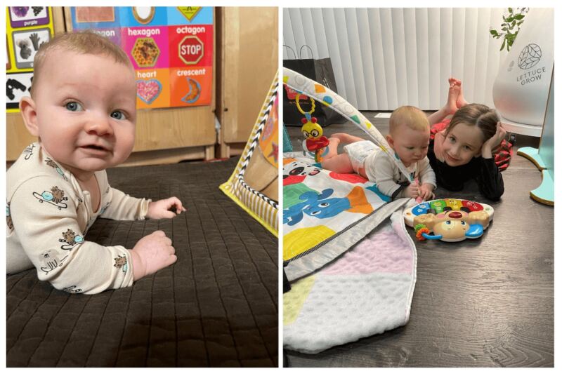 Baby Anders of Dr. Dan Alcorn doing a tummy time position for positional awareness