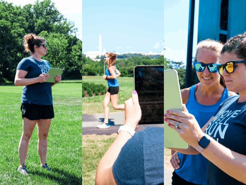 MovementX running physical therapist meg pezzino performing a running gait analysis in washington dc