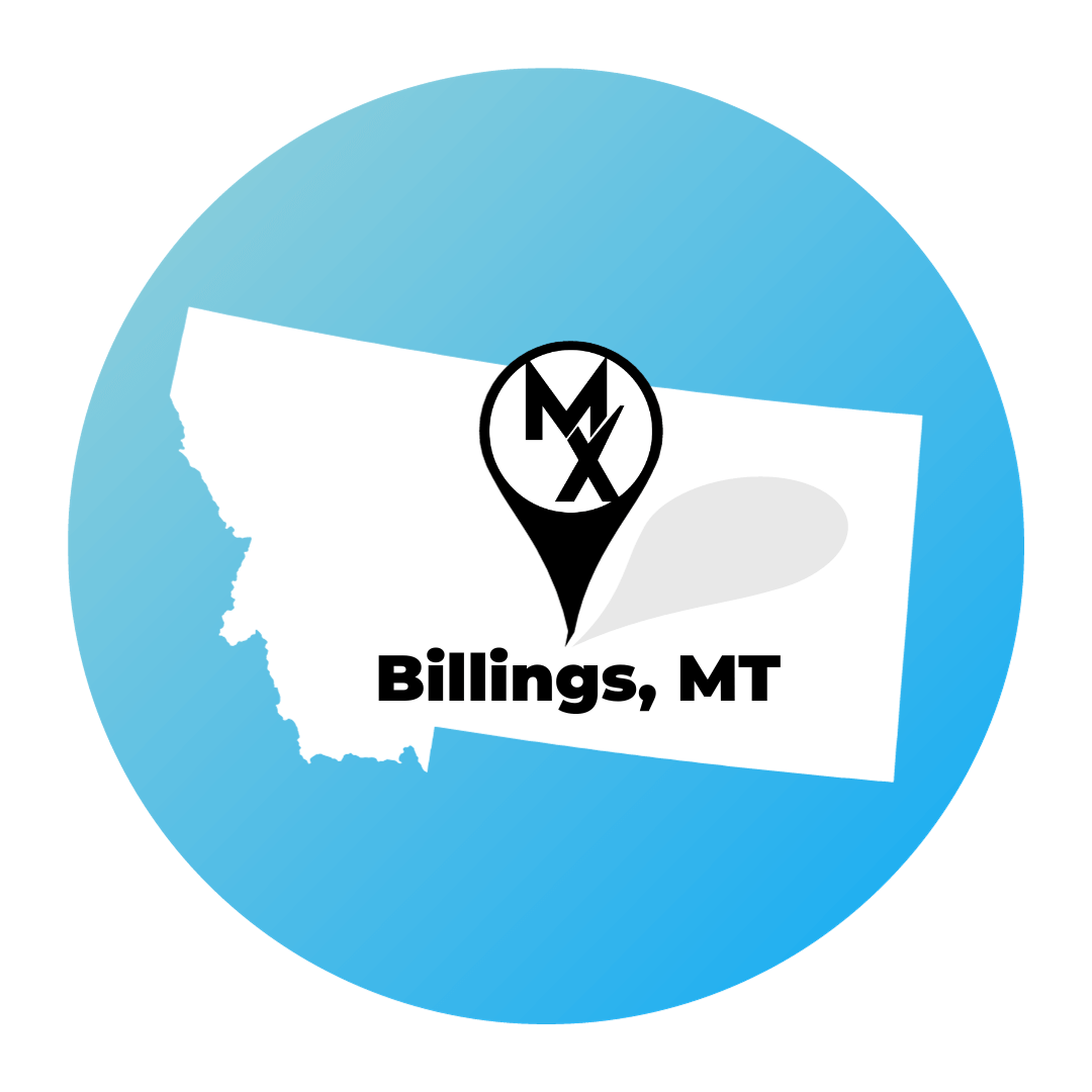 Map of Montana showing MovementX at home physical therapy in Billings, MT