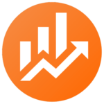 orange icon showing growth over time chart