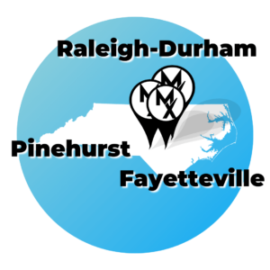 A map of MovementX physical therapy in north carolina including pinehurst, raleigh, durham, fayetteville, and spring lake