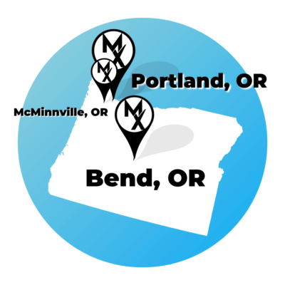 A map of MovementX physical therapy in oregon including portland, lake oswego, mcminnville, and bend