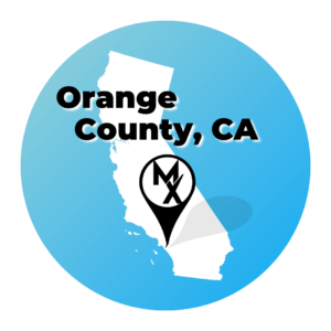 A map of MovementX physical therapy in california services including fresno, clovis, orange county, irvine, costa mesa, huntington beach, del mar, and san diego