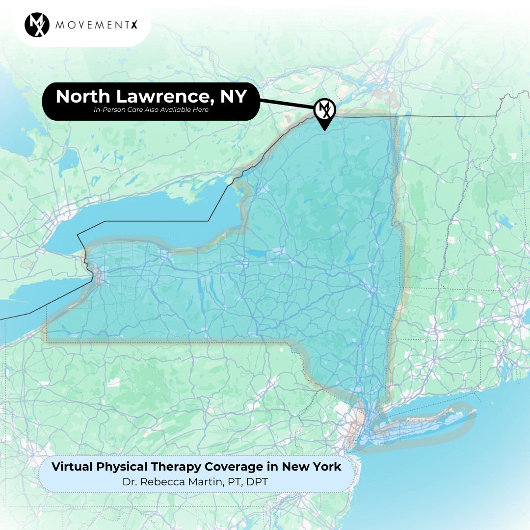 Rebecca Martin's coverage map of MovementX physical therapy in North Lawrence, NY