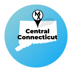 A map of MovementX physical therapy in central connecticut including hartford and other areas