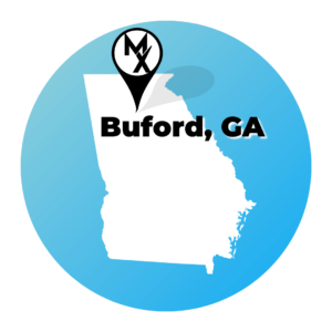 A map of MovementX physical therapy in buford georgia