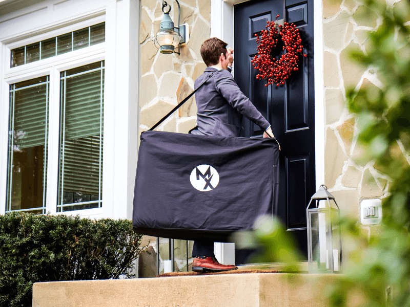 a home physical therapist in orange county ca knocking on a door of a new patient's home