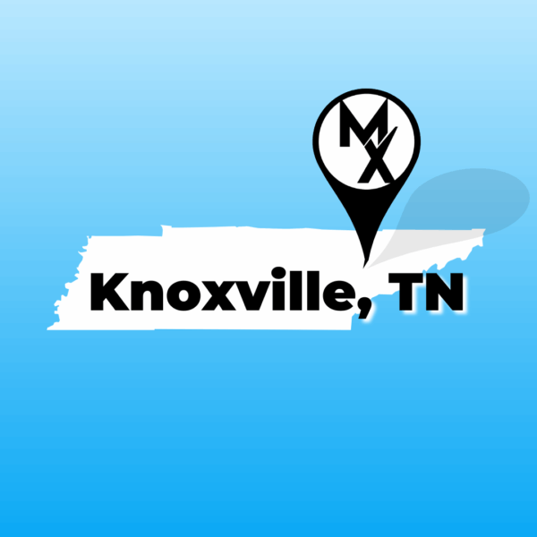 A map graphic showing available physical therapy jobs in knoxville tennessee with MovementX