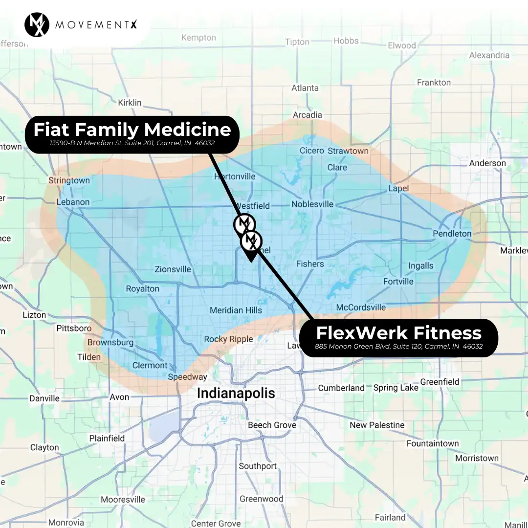 Coverage map of MovementX physical therapy in Raleigh North Carolina (3) (1) Coverage map of MovementX physical therapy in Raleigh North Carolina