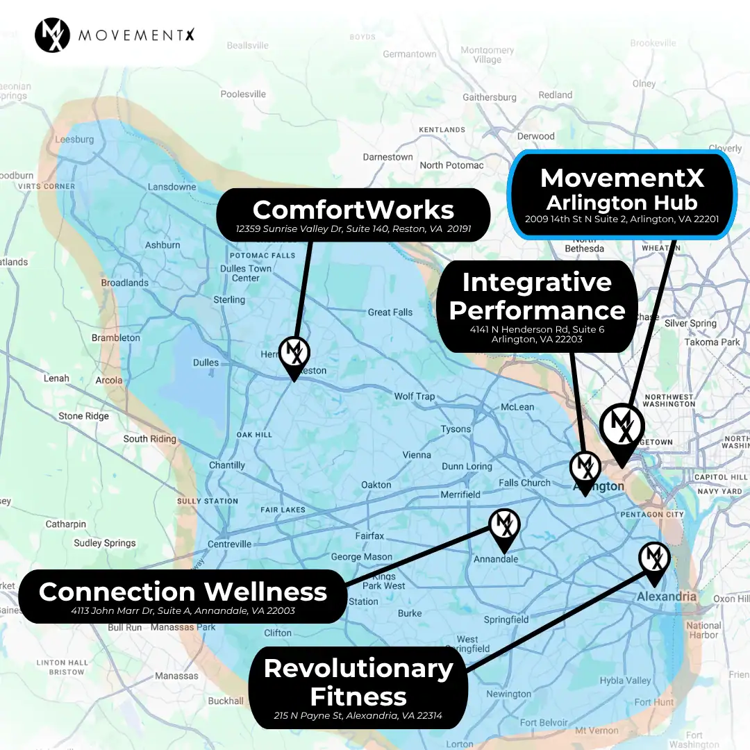 Coverage map of MovementX physical therapy in Northern Virginia (9) (1)
