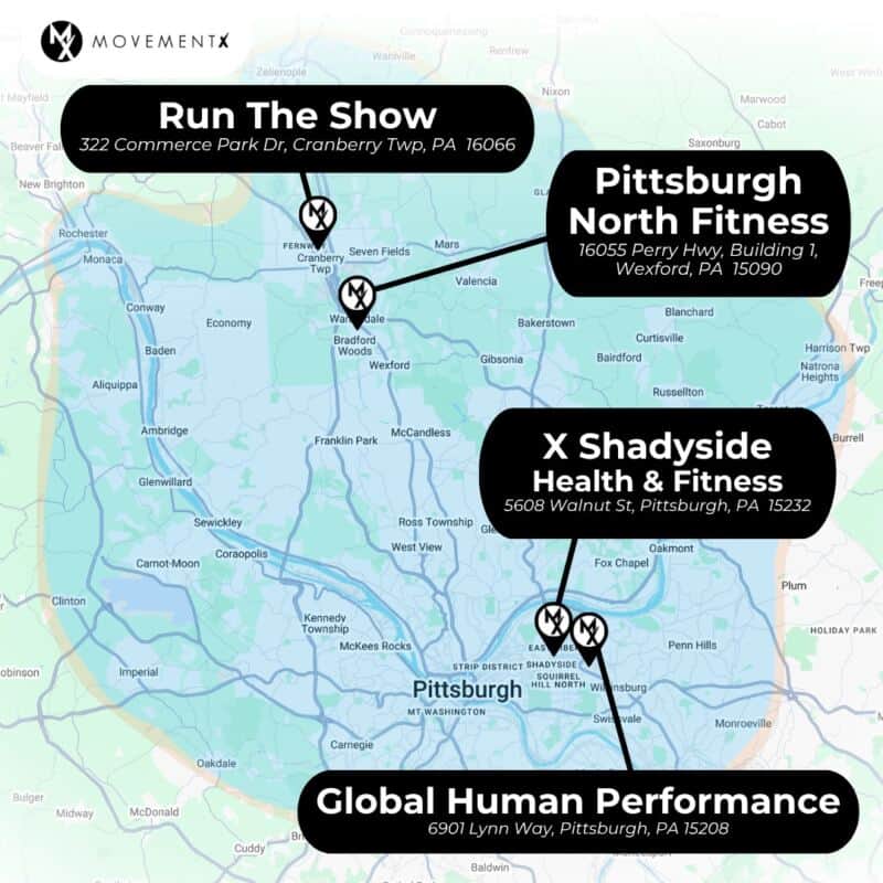Coverage map of MovementX physical therapy in Pittsburgh and Cranberry Pennsylvania (4) (1)