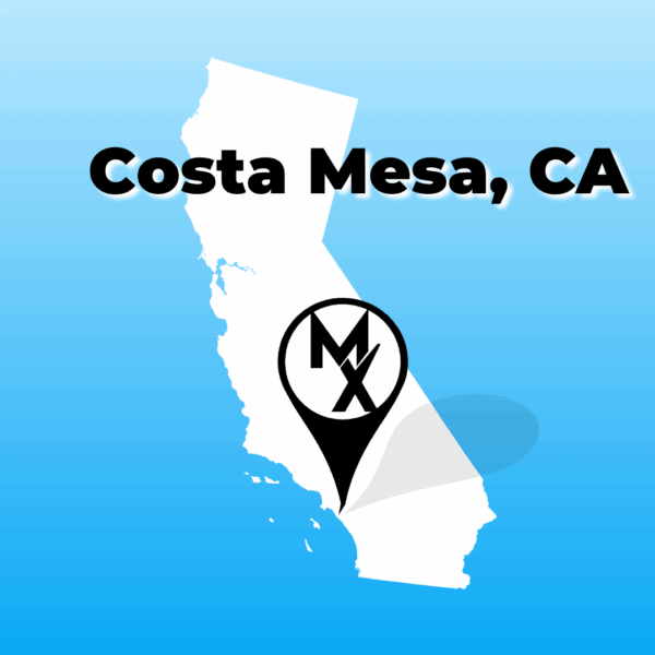 Map showing available PT jobs in Costa Mesa california
