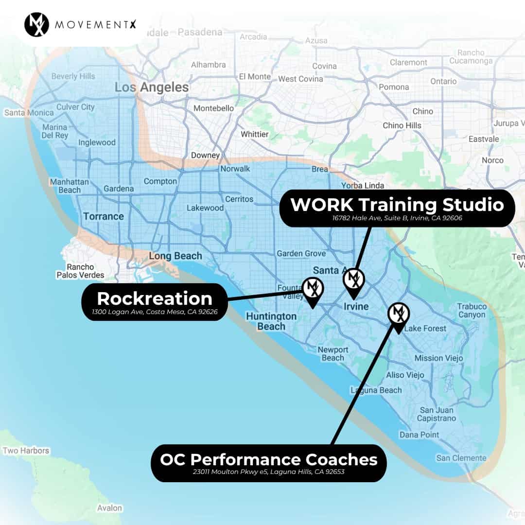 Coverage map of MovementX physical therapy in Orange County California (8) Coverage map of MovementX physical therapy in Southern California