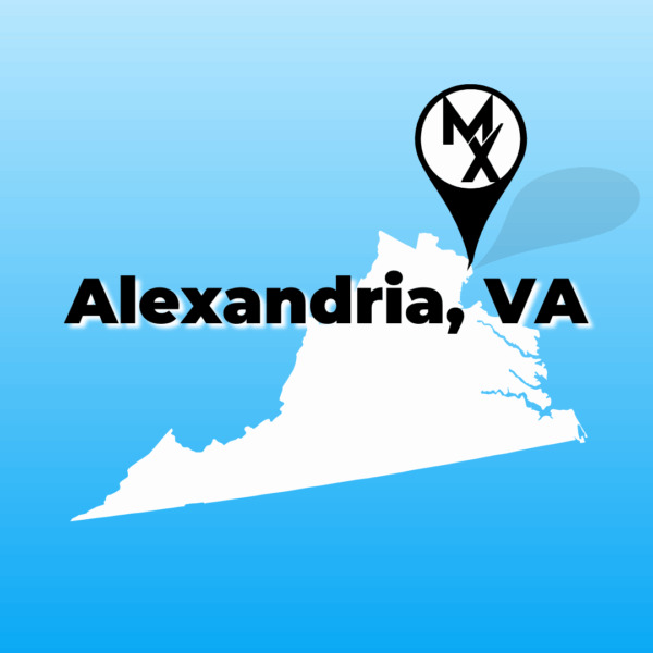 Map showing available PT jobs in alexandria Virginia